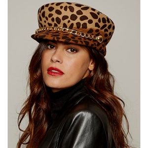 Eugenia Kim Sabrina Leopard Print Wool News Boy Cap | ONE SIZE | NWT
